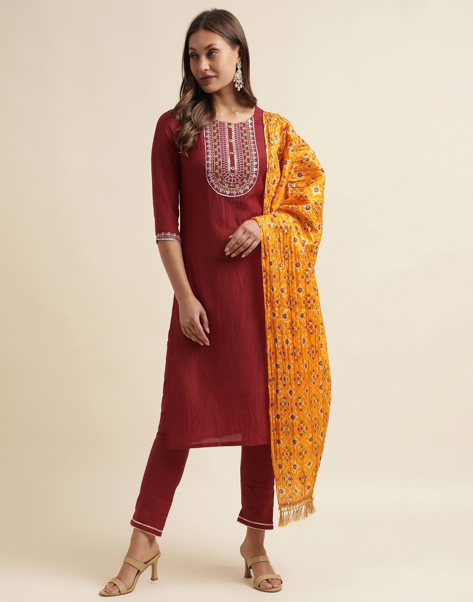Cutwork Rawsilk outfit for with buttons details on neck and borders of  kameez paired with a straight cut Pants. Order now dm us available… |  Instagram